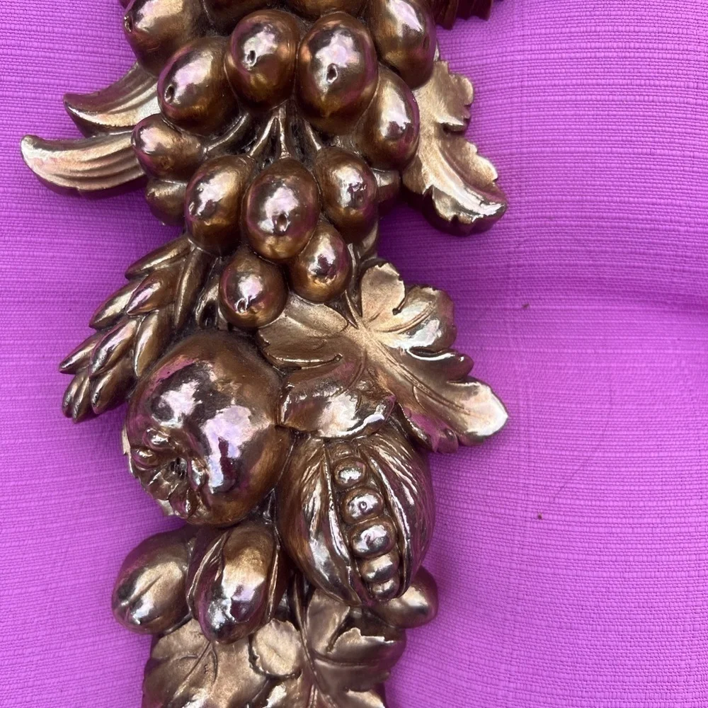 Vintage Syroco Gold Guild Fruit Swag Plaque Syracuse USA Wall Decor 21